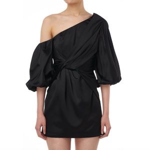 NWT AMUR "Alessandra" One Shoulder Twist Knot Satin Dress Size 4